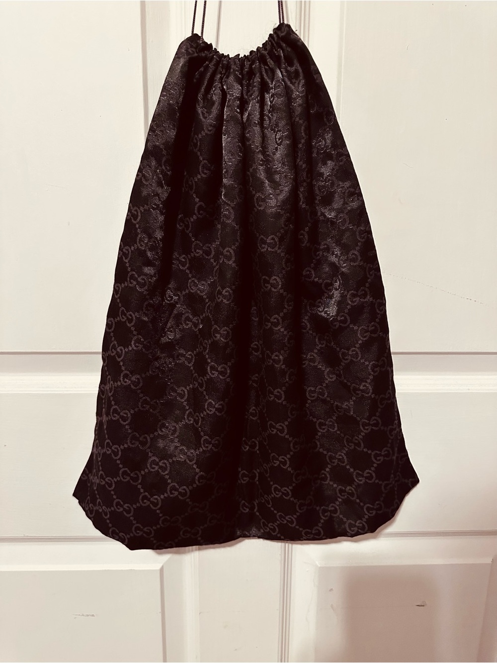 Gucci | Dustbag | Gucci GG Dark Brown/Black Drawstring Satin Jacquard Dustbag